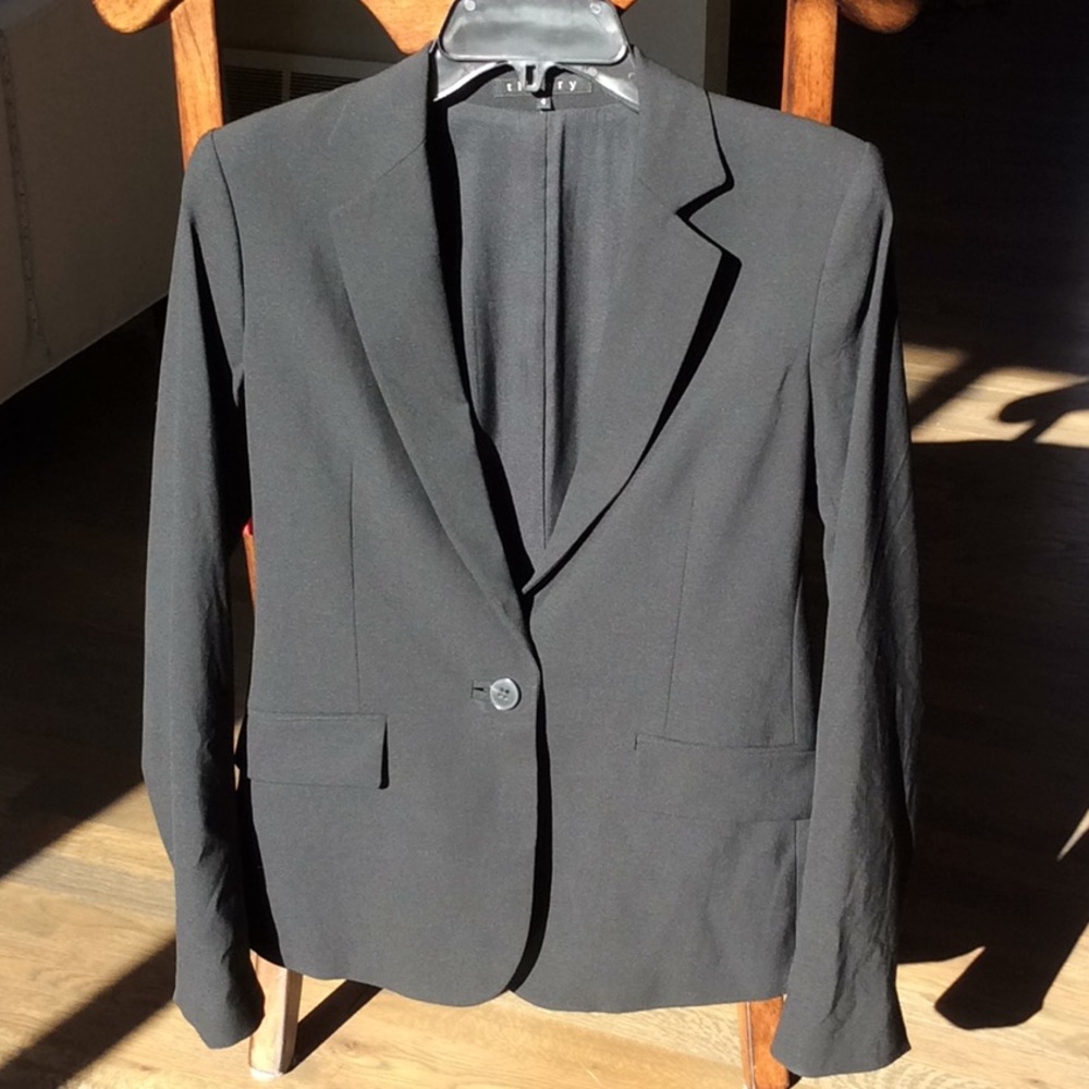 Classic black wool stretch blazer